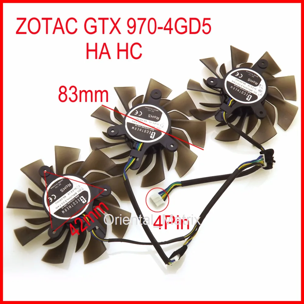 

Free Shipping 3pcs/lot Cooler Fan 12V 83mm 4Pin For ZOTAC GTX 970-4GD5 HC HA Graphics Card Cooling Fan