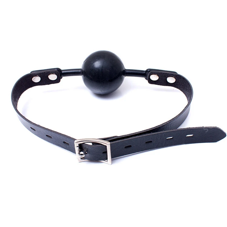 Size Large PU Leather Big Black Silicone Ball Gag Mouth Soft Mouth Plug Oral Fixation Mouth Gag Sex Toys Erotic Game For Couples