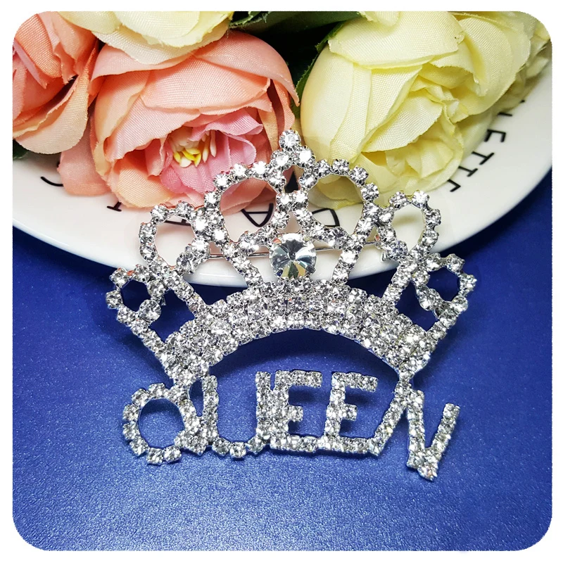 GRANDBLING New Arrival Blingbling Clear Crystal Queen Crown Brooch Jewelry