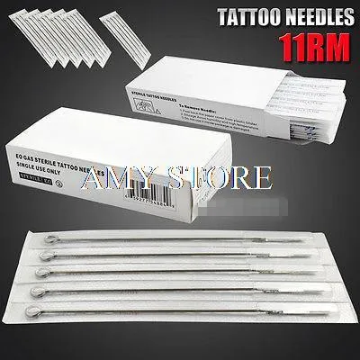 

50pcs DISPOSABLE 11RM 11 Curved Round MAG MAGNUM STERILE TATTOO NEEDLES supplies