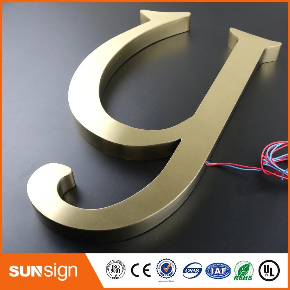 3D Metalen Letters Teken Geborsteld Roestvrij Staal Alfabet Letters Outdoor Signage