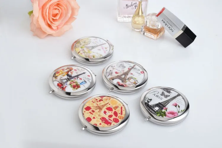 100pcs/lot New Korean Eiffel Tower Epoxy makeup mirror sided mirror folding portable cosmetic wholesale custom LOGO wholesale