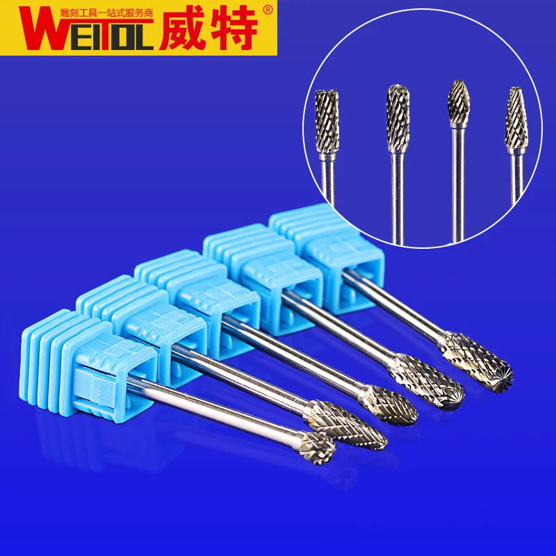 WeiTol 3*5mm diameter Tungsten Steel Carbide Rotary Burrs Set Accessories for Rotary Tools Durable Milling Cutter Engraving Bits