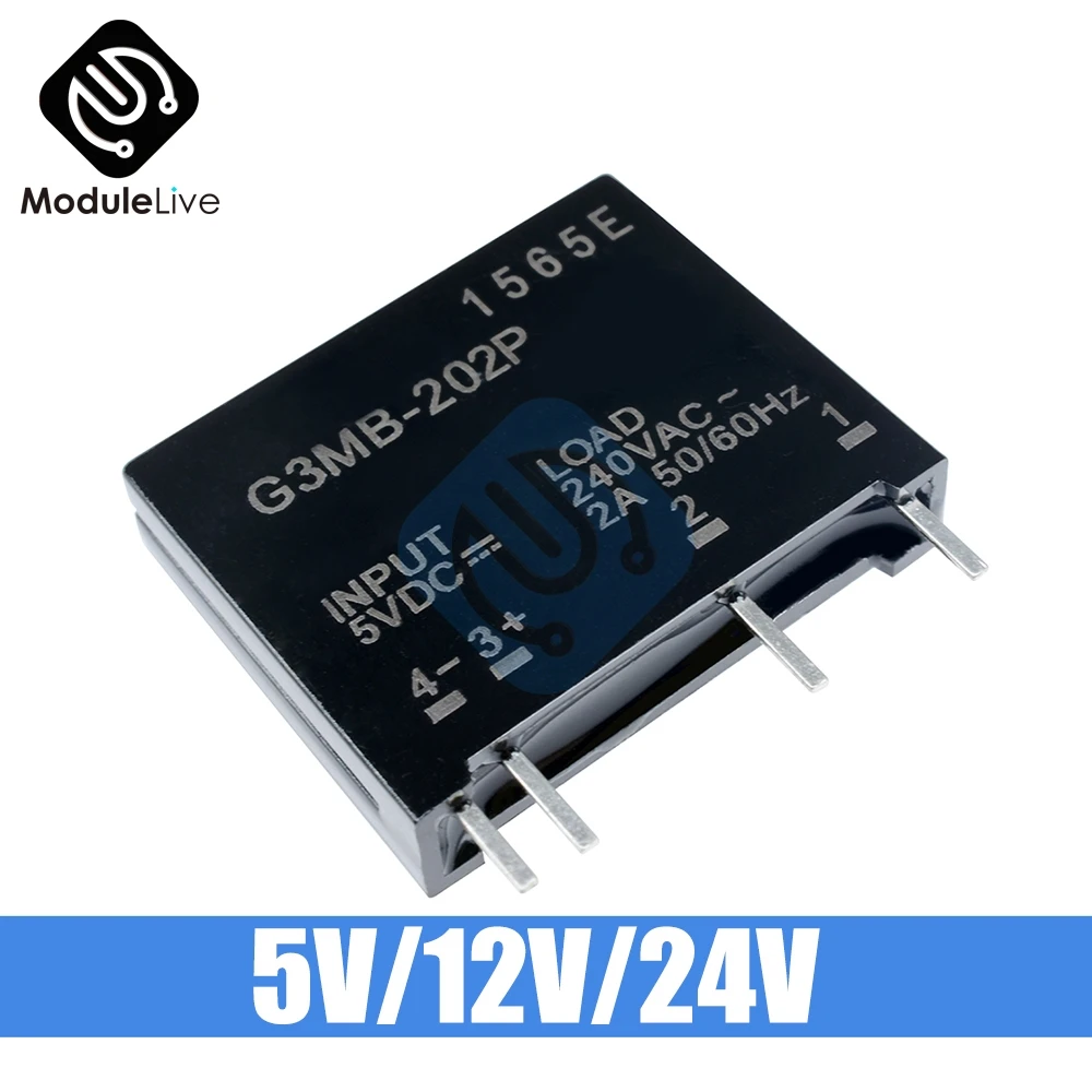 G3MB-202P DC-AC  DC 5V 12V 24V Relay Module Board G3MB 202P PCB SSR In Out 240V AC 2A Module Board Solid State Relay For Arduino