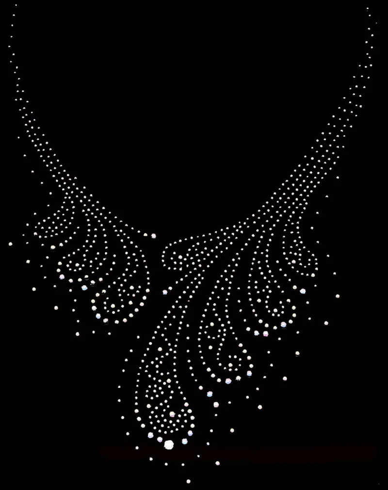 2 pz/lotto necklin hot fix cristallo rhinestone di hotfix ferro sul motif trasferimenti danza design per i vestiti camicia