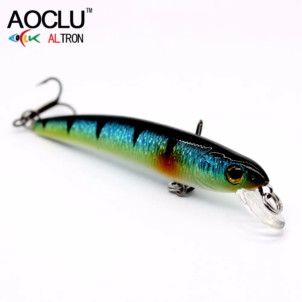 AOCLU-Sinking Needle Minnow Hard Bait Wobbler Crank Lure, VMC Hooks for Beach Rock Boat, Bass Trout, Inshore Fishing, 70mm, 4.7g