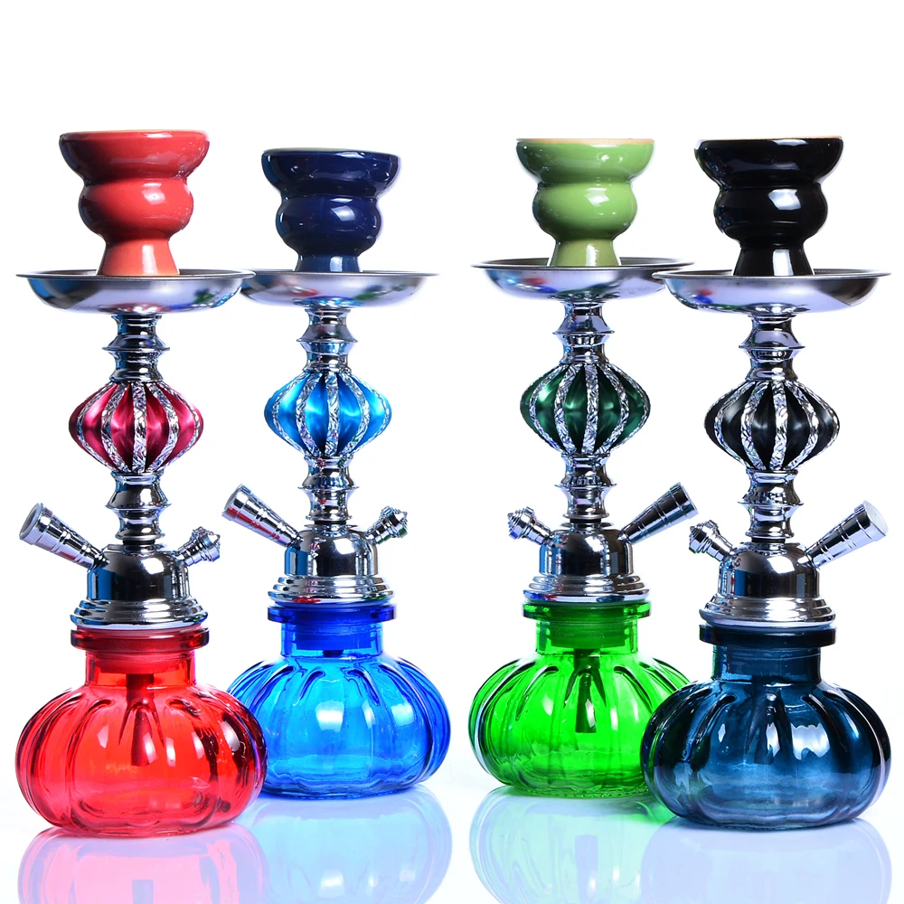 Glass Hookah Shisha Pipe Set With Ceramic Sheesha Bowl Synthetic Leather Hose Metal Charcoal Tongs Chicha Narguile Tools