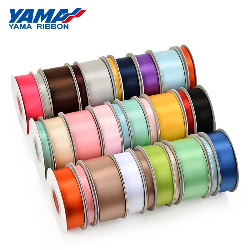 YAMA 25 yardas/rollo de cinta de raso de una sola cara 6 9 13 16 25 38 mm cintas 1/4 "3/8/" 1/2 "5/8" 1 "1,5" pulgadas para regalos artesanales hechos a mano