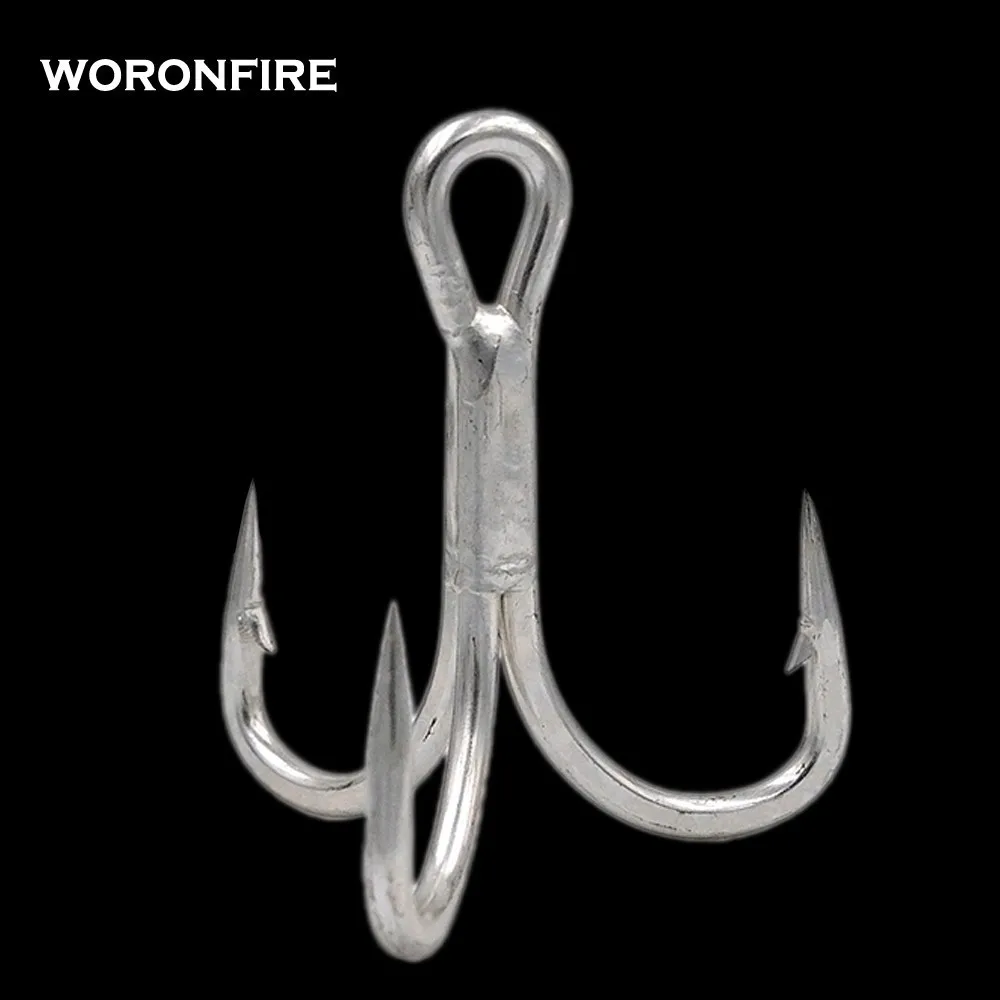 10pcs/bag Thicker Treble Hooks 3/0# 2/0# 1/0# High Carbon Steel Corrosion Protection Strong Pull Fishing Hook For Big Fish