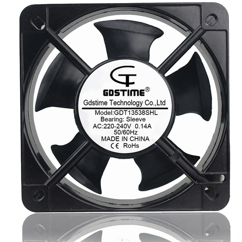 Вентилятор переменного тока Gdstime, 135 мм, 135 мм x 38 мм, 220 В переменного тока, 240 в, 2 провода, 13538 металлический чехол, 1 шт.