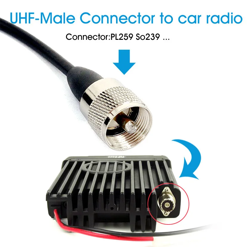 Walkie Talkie Car Radio Dual Band VHF UHF Antenna PL259 5M Coaxial Cable Magnetic Mount Base and SMA-F SMA-M BNC Connector