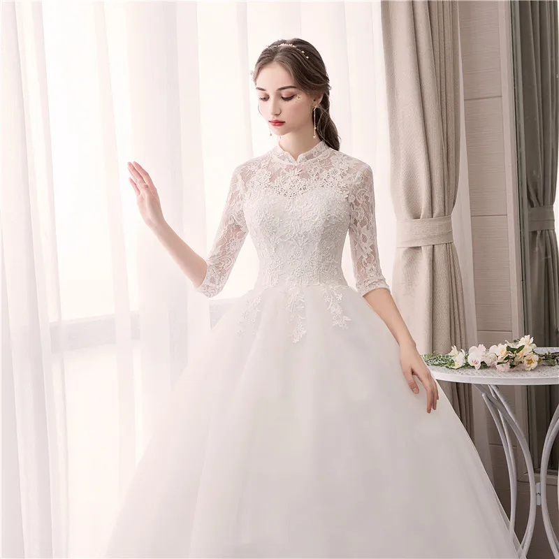 Ezkuntza Lace High Neck 2024 New Wedding Dress Fashion Slim Embroidery Backless Plus Size Custom Made Bride Gown Robe Customized