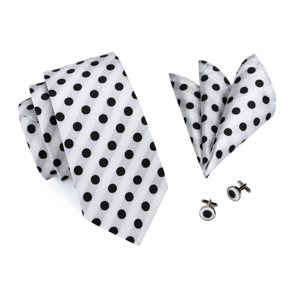 Hi-Tie Designer Polka Dot Ties 100% Silk Neckties for Men 8.5cm wide Business Wedding Ties Handkerchiefs Cufflinks Set