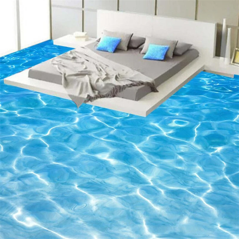 wellyu  Custom 3D floor stickers  Sea water ripples 3D floor painting    Self-adhesive floor paste  papel parede  living room