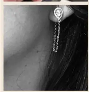 2018 earrings long chain jewelry Brand AAA cubic zirconia CZ SILVER color pink Color WaterDrop earrings for Women Anti Allergies