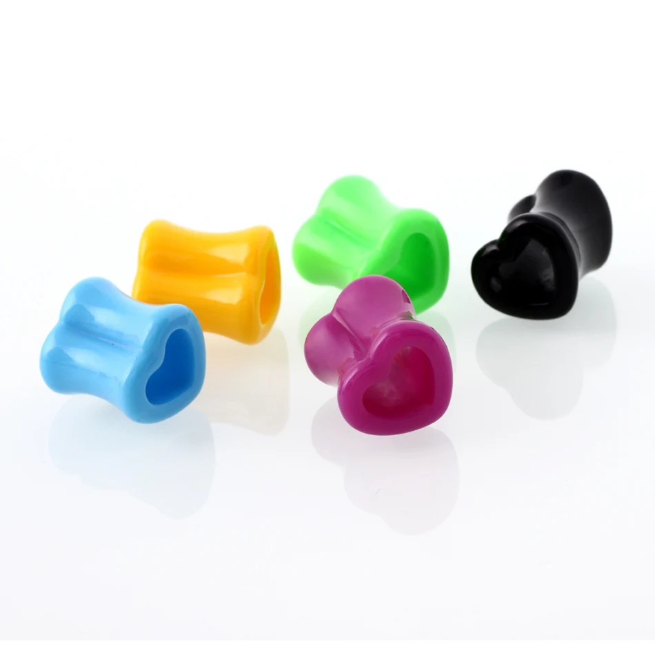 1Pair Acrylic Ear Plug Heart Tunnels Piercings Colorful Ear Flesh Plugs Earlet Gauges Body Piercing Jewelry 4mm-12mm