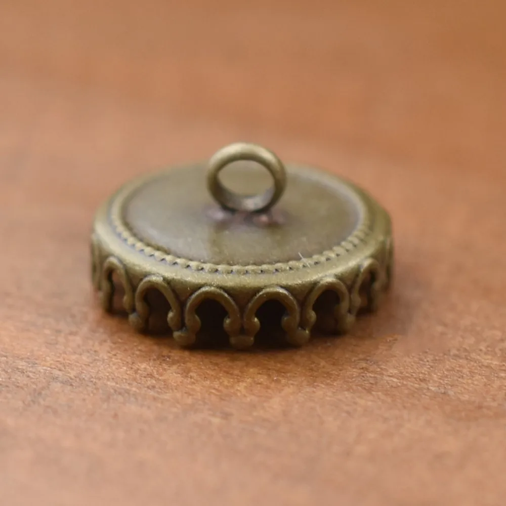 10 sztuk 12mm materiał mosiężny Cameo ustawienie kaboszon przycisk podstawa wisiorek taca elementy biżuterii ręcznie robiony materiał — zdjęcie 6