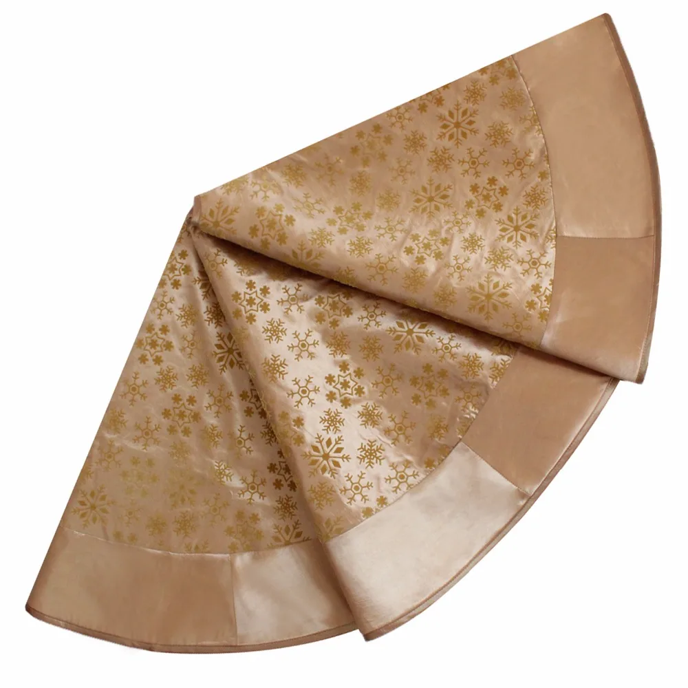 

Free Shipping Extra Large 50" Christmas Tree Skirt Snowflake Flocking Design Tree Skirt Gold