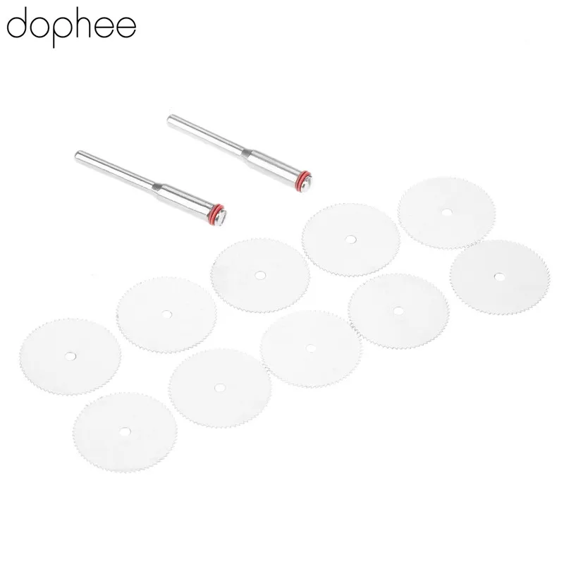 dophee 10Pcs 22mm Wood Saw Cutting Discs Rotary Stainless Steel Cut Off Wheel with 2 Mandrels for Mini Drill Rotary Tool Dremel