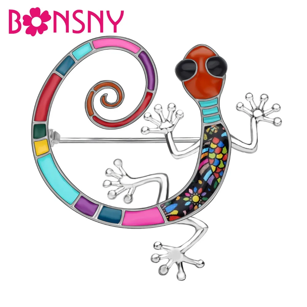 

Bonsny Statement Enamel Alloy Novelty Gecko Brooches Clothes Scarf Pin Fashion Jewelry For Women Girls Teens Gift Decoration