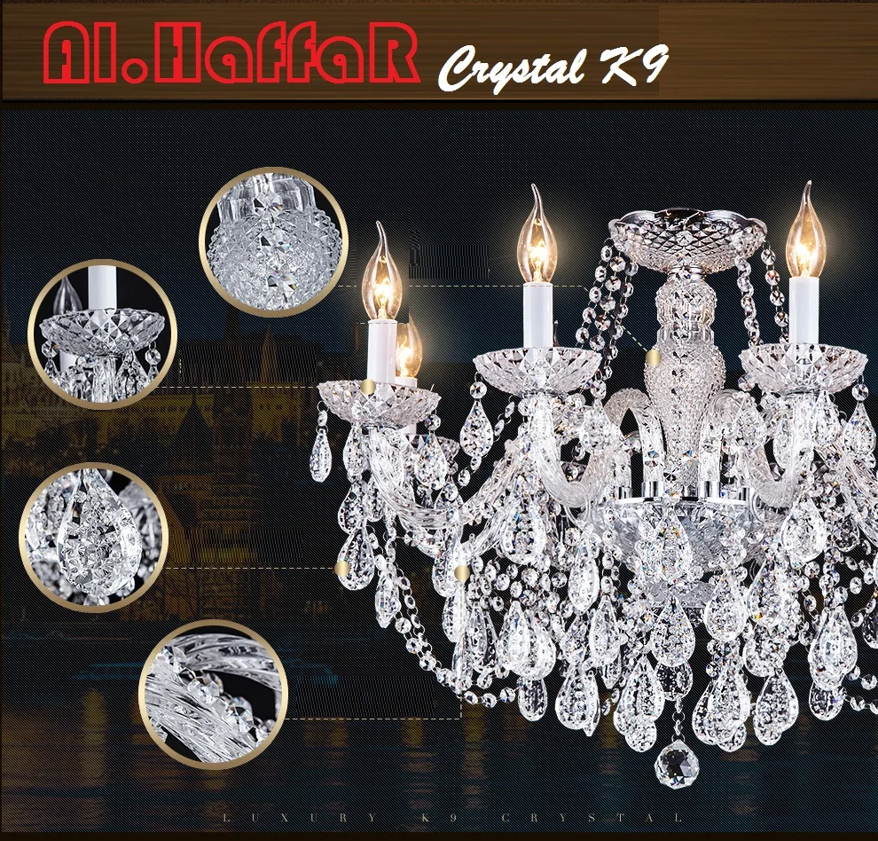 Luxury New K9 3/6/8/10/15/18 Arm Modern Crystal  Lustres De Cristal Lamps Chandeliers AC110V/220V Home Decoration Lighting