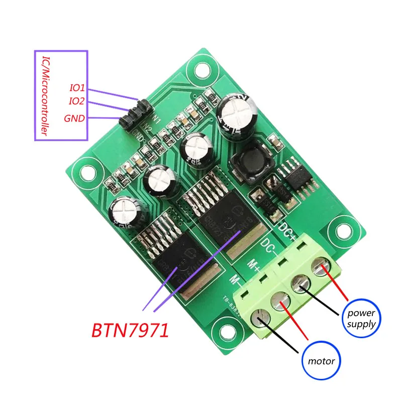 

BTN7971 модуль привода двигателя постоянного тока/плата H-bridge высокой мощности, CW/CCW, тормоз ШИМ контроль скорости