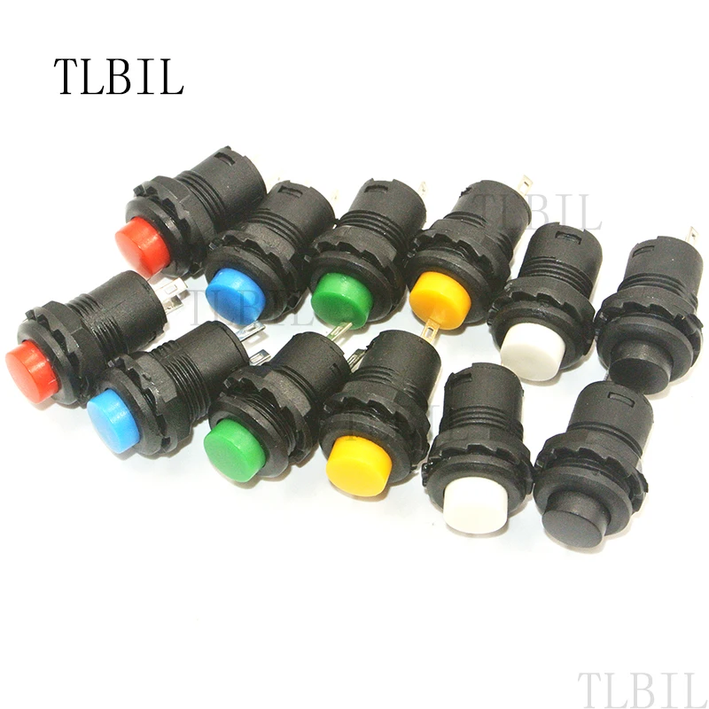 10Pcs/12Pcs Latching/Momentary Push Button Switch 12mm Momentary pushbutton switches 3A/125V AC 1.5A/250V AC Reset Button