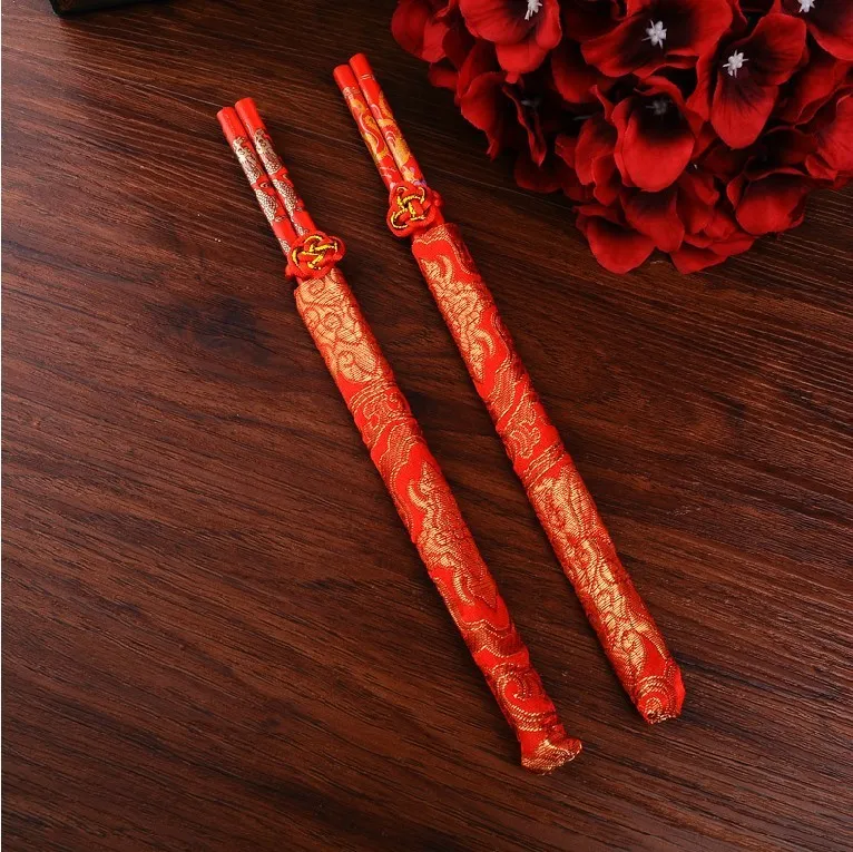 Wood Chinese chopsticks,printing both the Double Happiness and Dragon,Wedding chopsticks favor,wedding gift