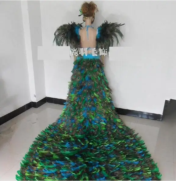 Feather Clothes Samba Dance Costume Peacock Tailing Performance Women Luxury Show