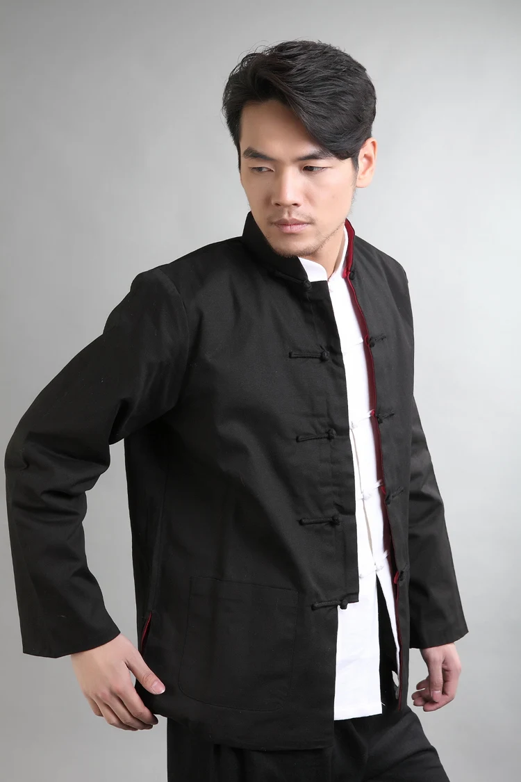 Black Red Vintage Chinese Two-Face Coat Men Cotton Linen Reversible Kung Fu Jacket Size S M L XL XXL XXXL hombre chaqueta Mim22G