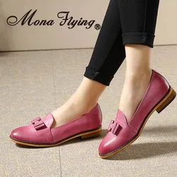 Mona Flying Mocassini da donna in vera pelle con fiocco Bowknot fatti a mano Comfort causale Slip on Scarpe basse da ufficio per donna FLX18-18