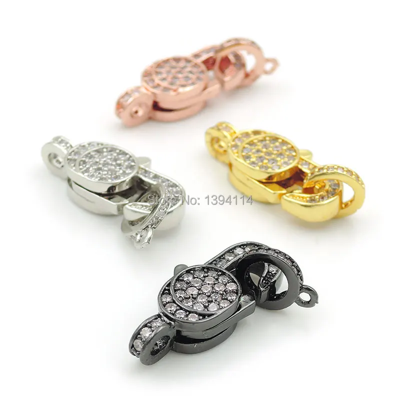 21*8*5mm Micro Pave Clear CZ Fishtail Clasp Accessory Fit For Making DIY Bracelets Or Necklaces Jewelry