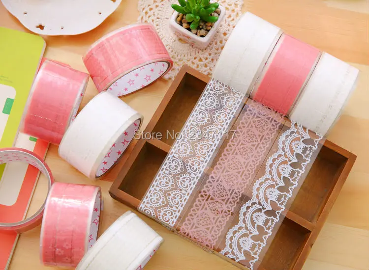 Hollow White Or Pink Tape Fresh Transparent Decorative Tape Album DIY Lace Tape large Sticker 48MM Width 15M Length Size