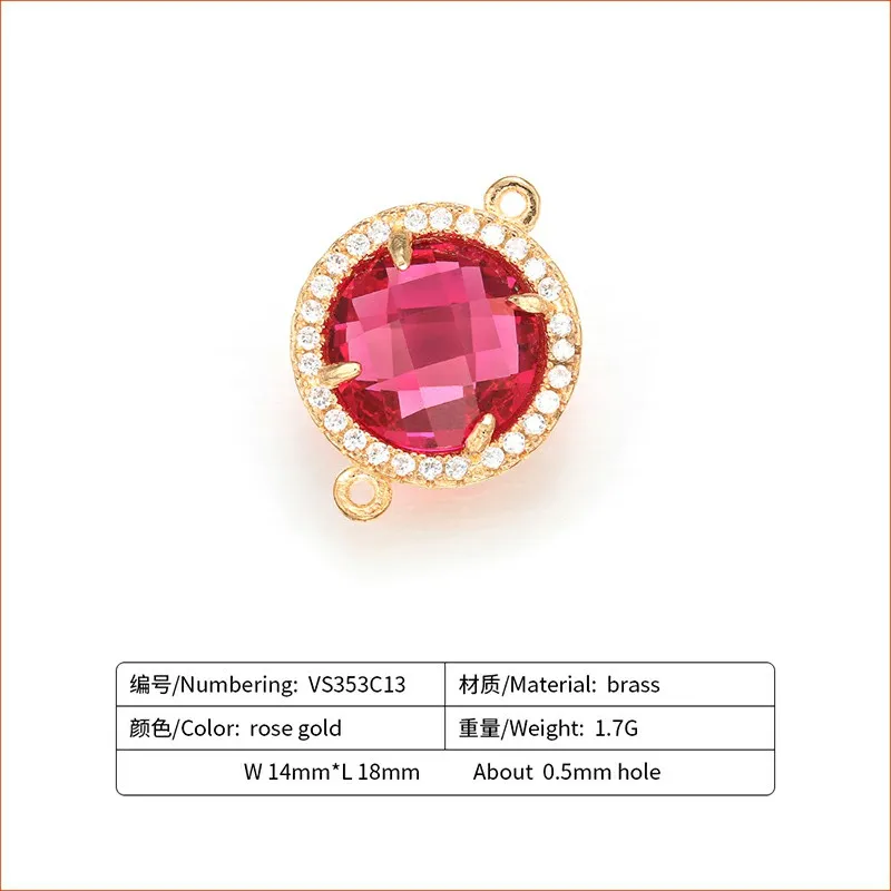 ZHUKOU 14x18mm Mooie Messing Zirconia Ronde Kristal Connectors voor Ketting Handgemaakte sieraden maken bevindingen model: VS353
