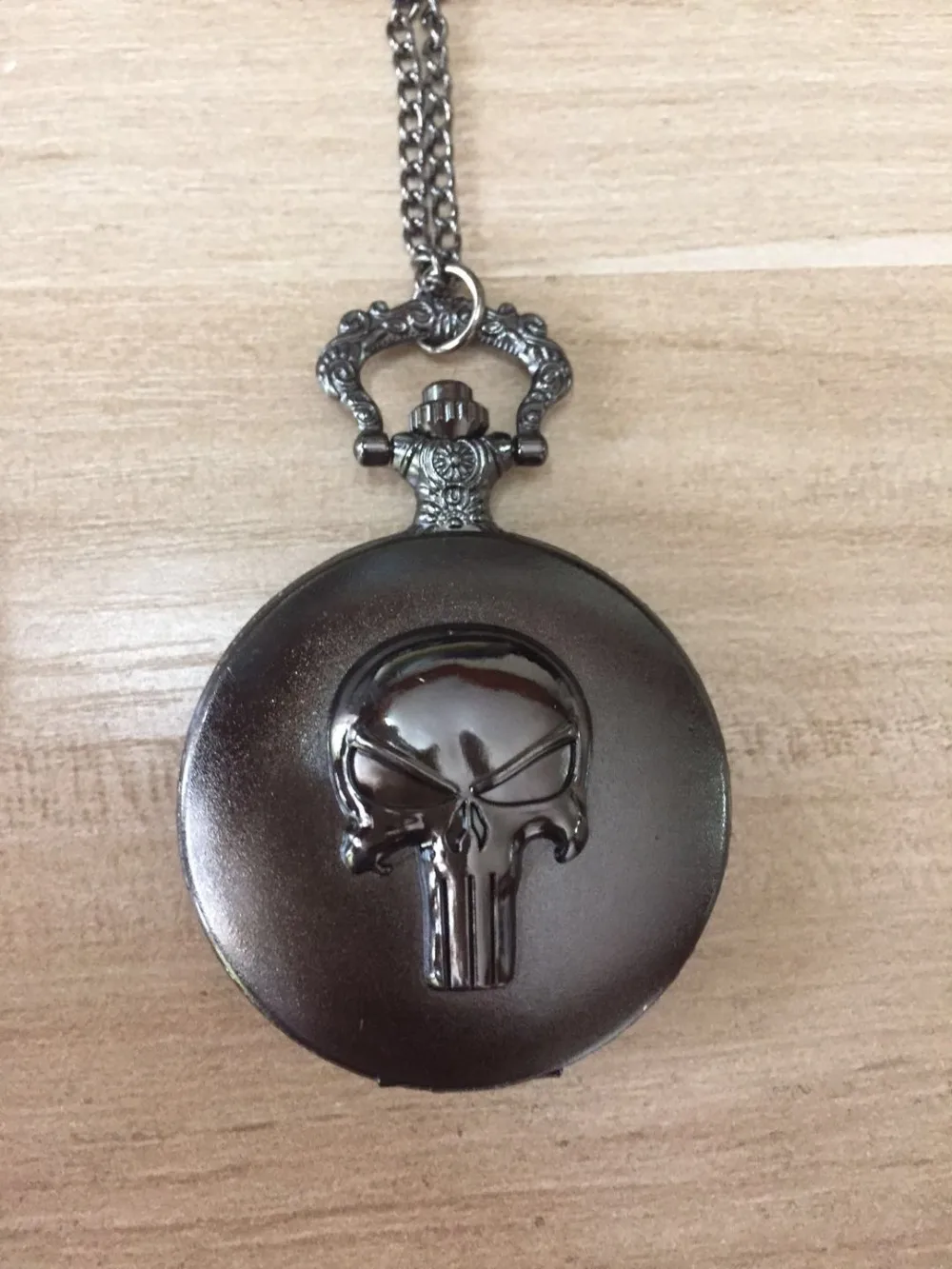 Black Christmas Gifts for Men Women Children Kids Pal Necklaces Evil Skull Head Quartz Pocket Watch Fashion Cool Pendant Chain