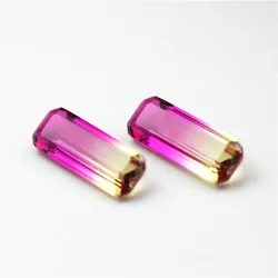 rectangle hot product composite stone bicolored tourmaline ornamental stones for rings bracelets DIY making faceted jewelry