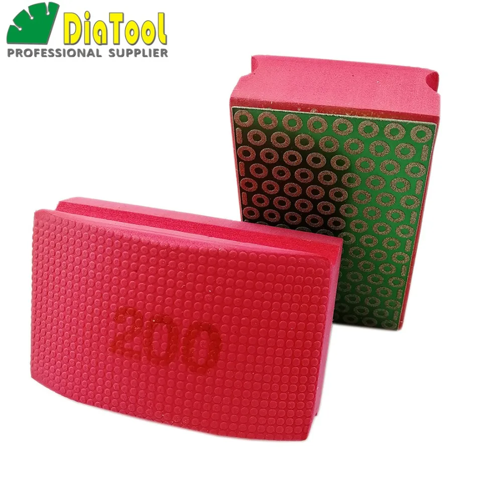 1 قطعة diatool مطلي الماس ناحية سادة 90x55 ملليمتر الحصباء #200 الصلب ناحية تلميع طحن رغوة المدعومة كتلة