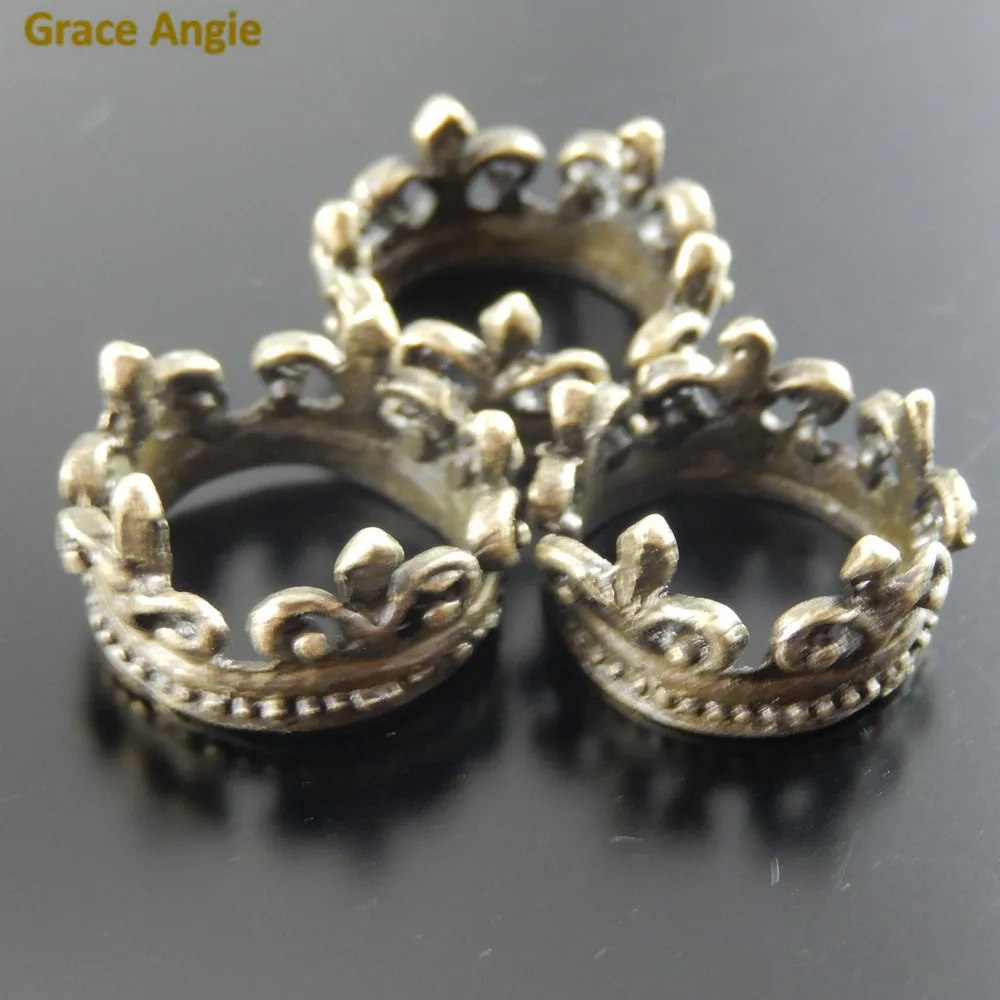 GraceAngie 10pcs Antique Bronze Tone Alloy Crown Pendant Charms Jewelry Finding Craft Accessory Little Girl\'s Princess Dream