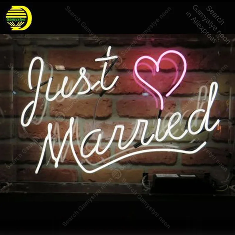 

Neon Sign for Just Married Neon Bulb sign handcraft love gift glass tube light Decorate room wall lamps advertise display store