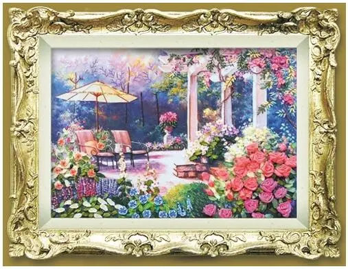 Needlework,DIY Ribbon Cross stitch Set for Embroidery kit,Romantic rose garden ribbon Cross-Stitch handwork wedding wall decor