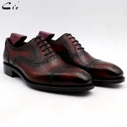 Cie Wedding Shoes Mens Dress Patina Wine Full Grain Genuine Calf Leather Outsole Men Suits Formal Leather Handmade No.4