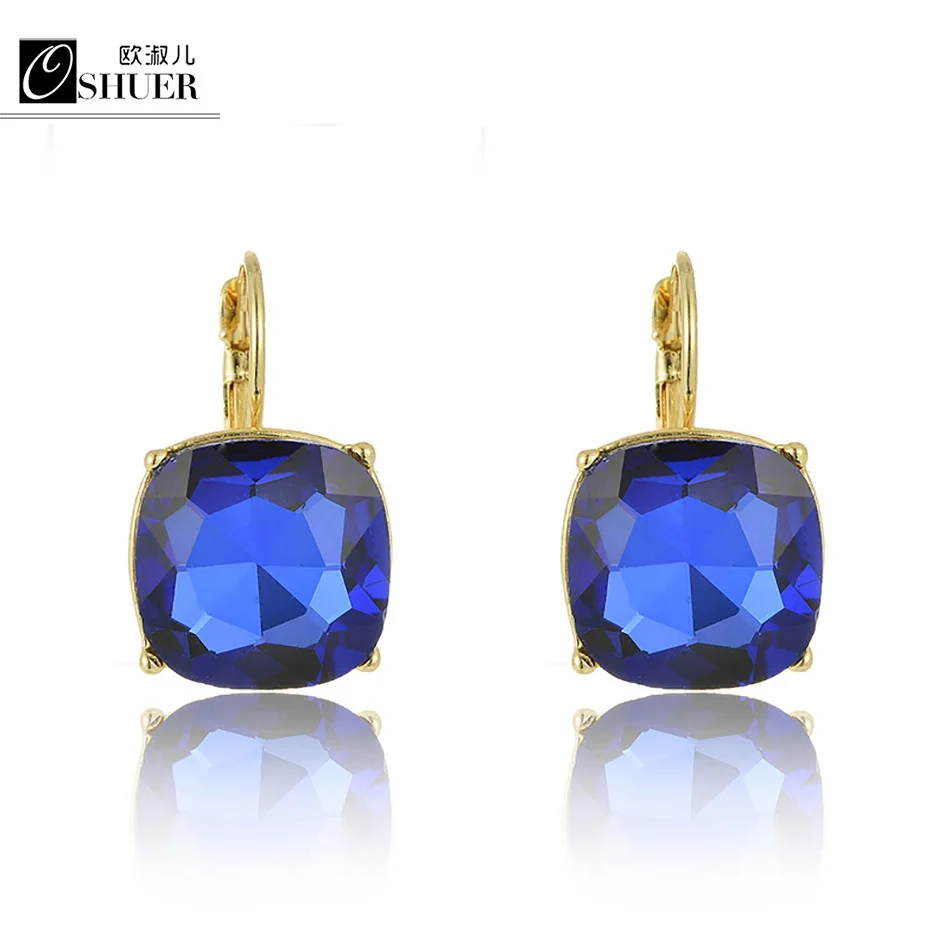 OSHUER HOT Sale Fashion Big Classic Gold-color Earrings For Women Brand Romantic Crystal Drop Earrings Fashion Jewelry