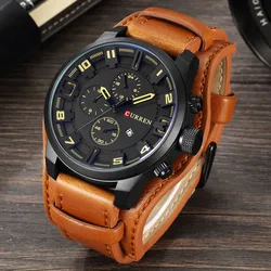 Curren-reloj de cuarzo deportivo para Hombre, cronógrafo de marca superior de lujo, estilo militar Steampunk, 2018