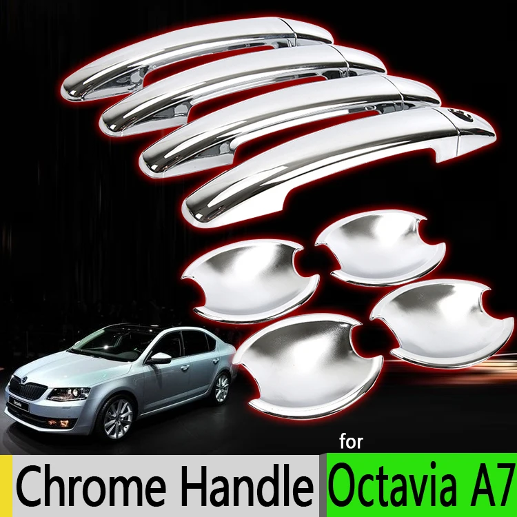 

For Skoda Octavia a7 2012-2016 Chrome Door Handle Covers Trim Set of 4 Door Mk3 Accessories Stickers Car Styling 2013 2014 2015