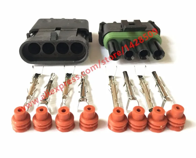 1 Set 4 Pin 12010974 12010974 Female Male Weather Electrical Wire 2.5  Delphi Connector Plug Sealed Wiring Automobile Connectors