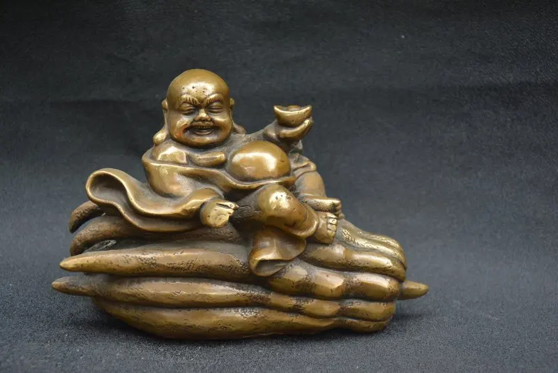 

Collectable Old Ming Dynasty Copper Buddha statue,Buddha send money, Free Shipping