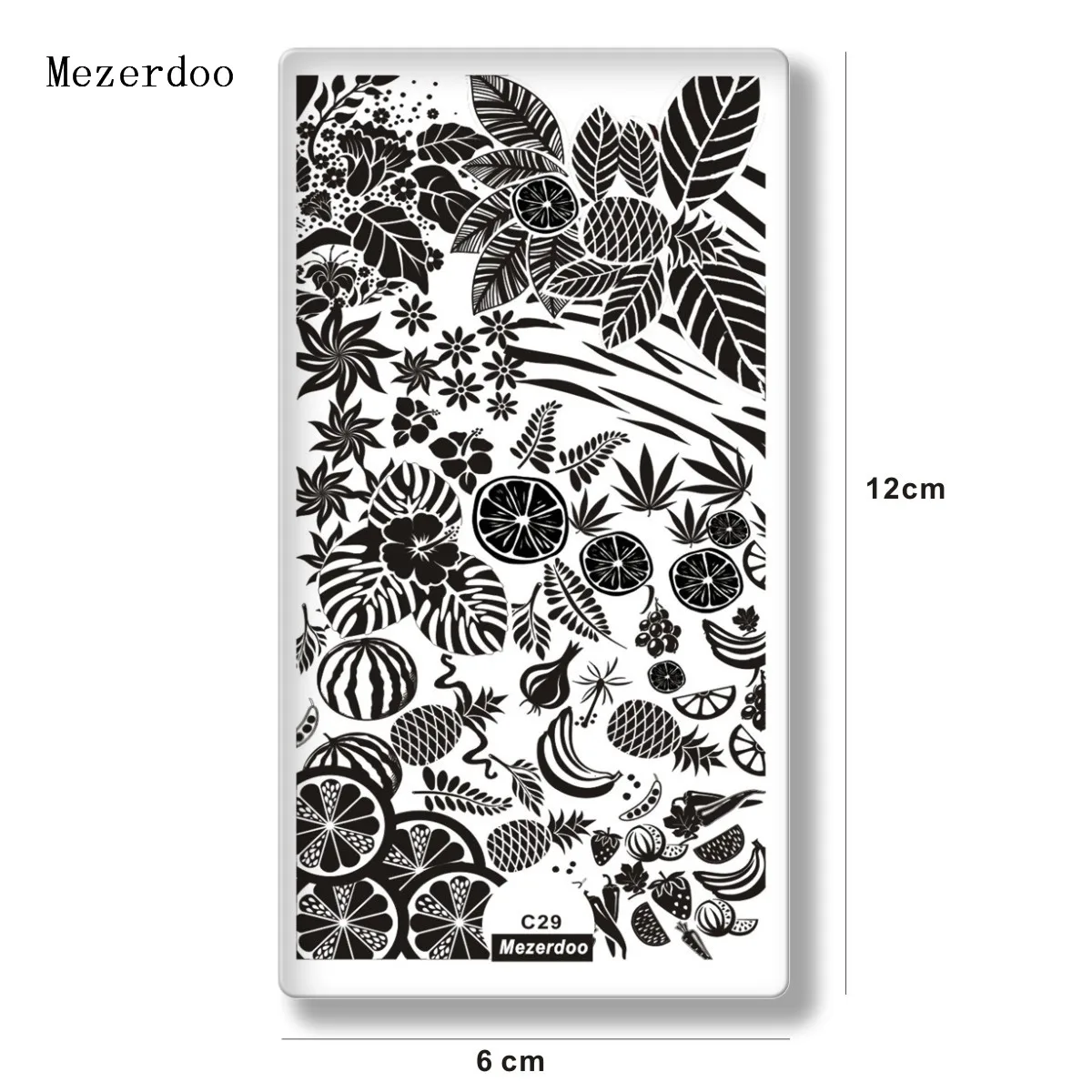 Mezerdoo Fruit Pineapple Style Nail Stamping Template Summer Watermelon Banana Lemon Image Rectangle Nail Art Stamp Plates C29