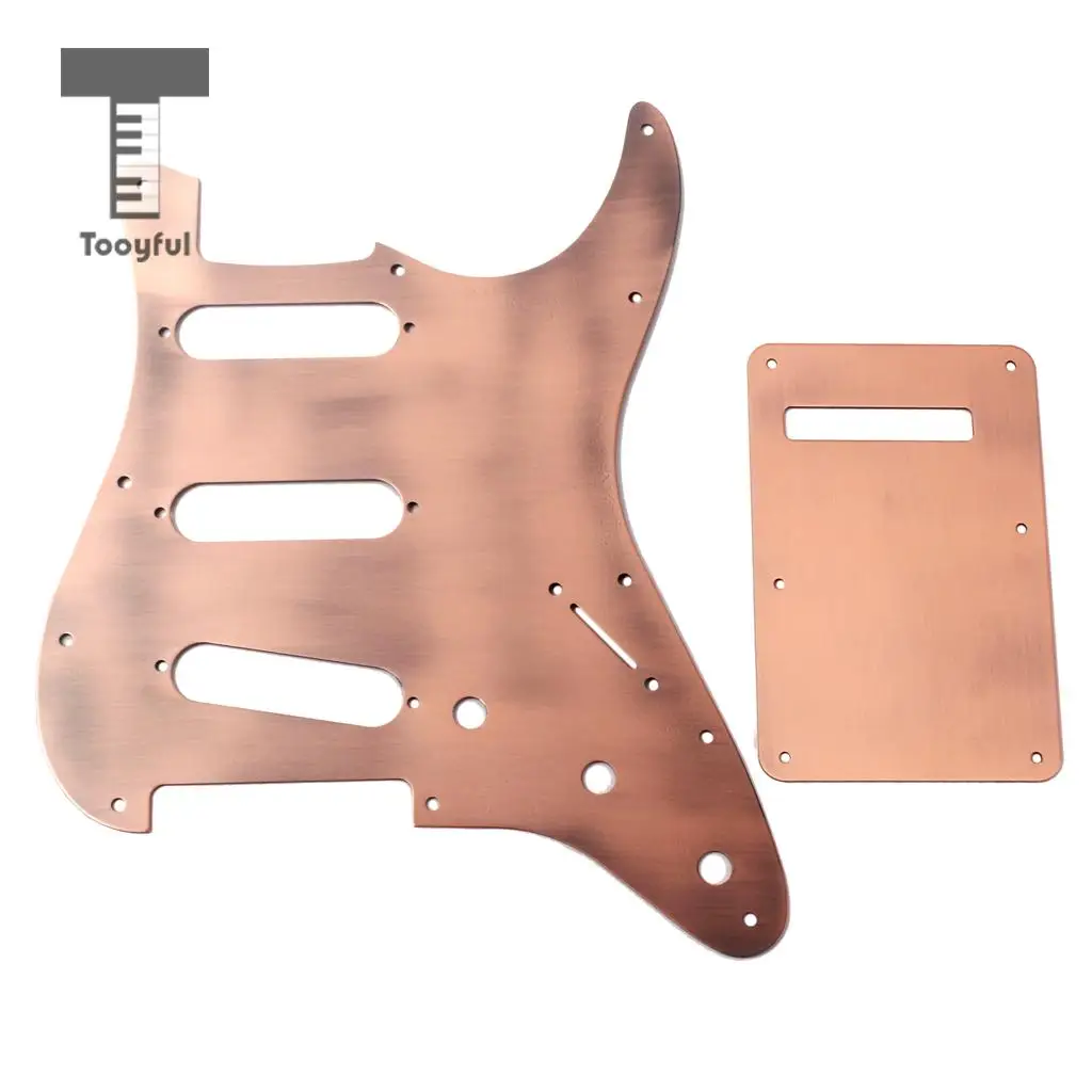 Tooyful Newest Aluminum Alloy SSS Acoustic Guitar Pickguard Shield w/ Standard Backplate for ST Electric Guitar Accessory Copper