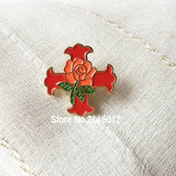 25mm Scottish Rite Free Masons Custom Enamel Badge Red Cross Of Constantine Rose Glitter Pins Brooch Masonic Lapel Pin Knight