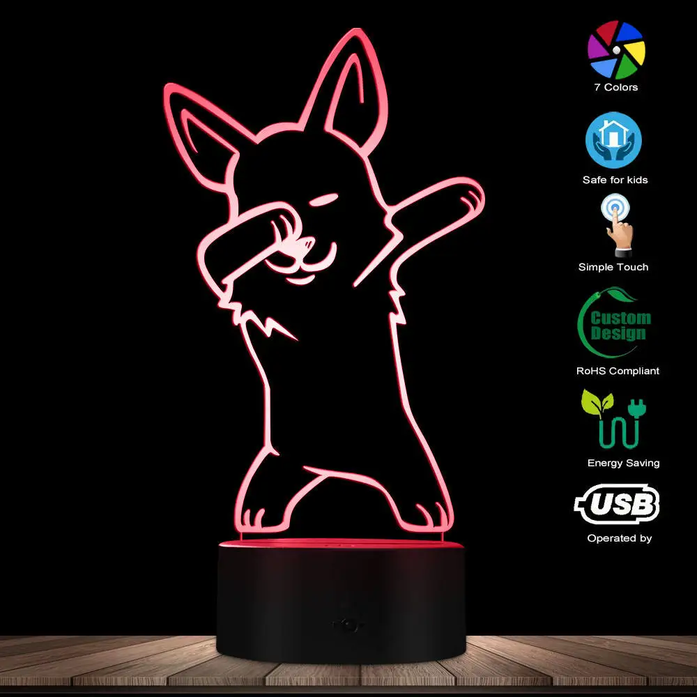 Entzückende Weihnachten Corgi LED Nacht Lampe mit Custom Dog Name Kinderzimmer Schlafzimmer Decor USB Schläfrig Licht Welsh Corgi Liebhaber geschenk